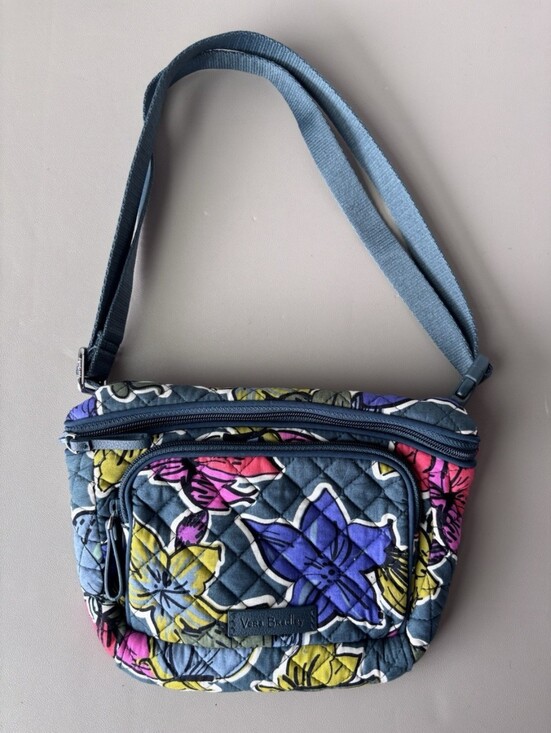 Vera Bradley Handbags - Vera Bradley Teal Quilted Floral Crossbody Bag with Red Pink Purple Accents